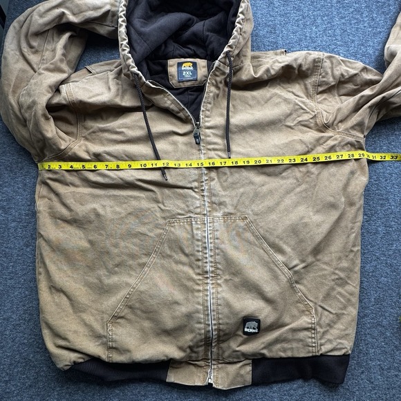 Berne Duck Canvas Jacket Hooded Men's Sz 2XLT Workwear Grunge Tan‎ Brown - Picture 5 of 16